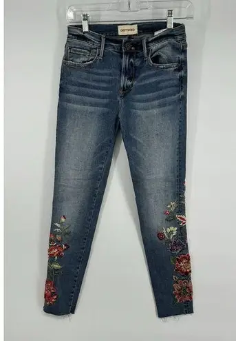 Driftwood BOHO Free people Classic Fit Floral Embroidery Jackie Jeans Size 25•28
