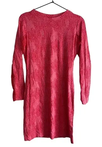 IBKUL Long Sleeve Golf Dress XS Coral Snakeskin UPF 50+ Pink