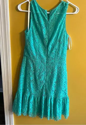 Shoshanna  ladies mint green lace overlay fit and flared cottagecore midi dress 4