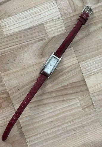 Jaclyn Smith Ladies Watch Stainless Rectangular Case Stainless Dial Red Leather