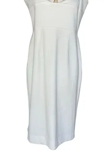 Dress the Population Off White Eve Midi Keyhole Cut Out Slit Sweetheart Dress L