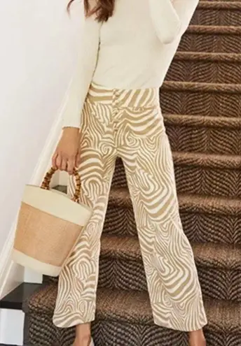 J. McLaughlin Leora Wide Leg Jeans in Tan/Cream Seabray Size 8 MRSP $188