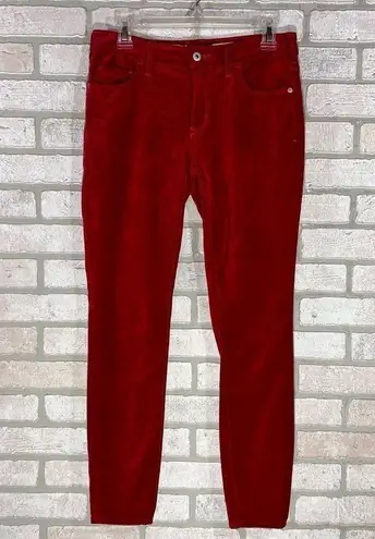 Pilcro and the Letterpress Luxe Red High Rise Skinny Velvet Jeans Size 26