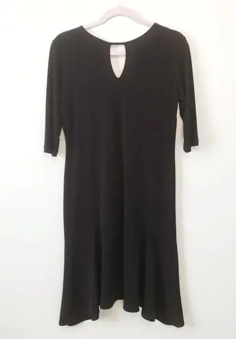 Clara Sun Woo Dress Black 3/4 Sleeve Swing Dress w/ Keyhole Back Sz XS EUC LBD