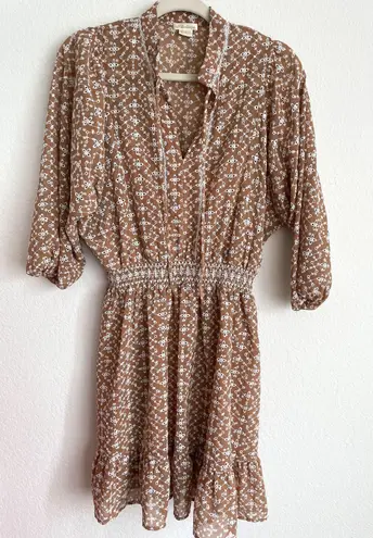 Shoshanna Neutral Tan Eyelet Mini Dress