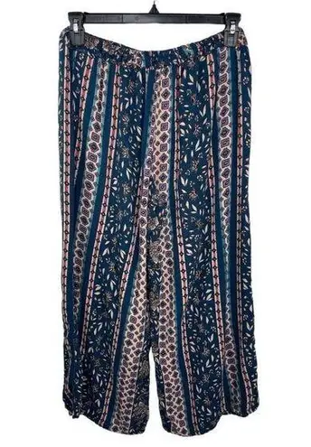 Angie  Boho Mixed Print Pull On Pants Wide Leg relaxed size Large