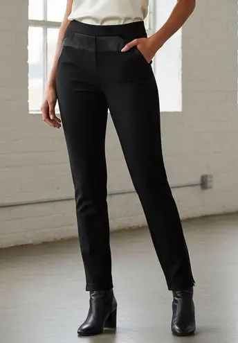 Halston Heritage Black Ponte Knit Tuxedo Ankle Zip Pants - Size 6