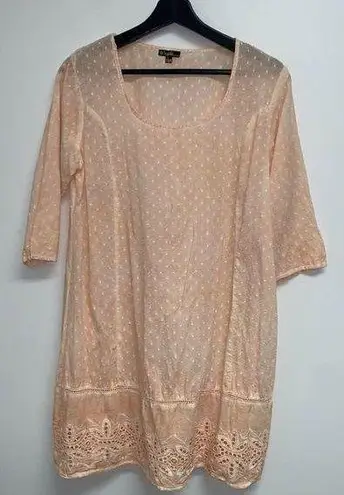 Womens Dress Cover Up Size S M Peach Textured Crochet RCS Gifts All Jazzed Up