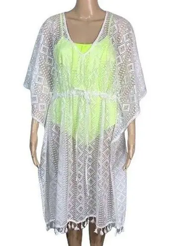 Echo Womens Swim Coverup Lacy Pullover Swimsuit Beach White One Size Size undefined