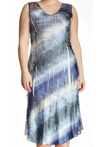 NWT KOMAROV Petite Crinkle Tie Dye Lace Trim Sleeveless V