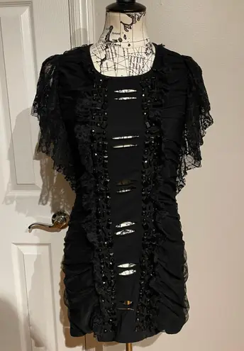 Twelve By Twelve NWOT Los Angeles Rave Ground Goth Dark Lolita Lace Cutouts all over Tunic Mini Fit Bodice Whimsygoth Vintage Y2k Coquette Coastal 