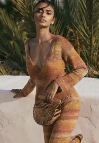 Cult Gaia Kora mohair blend sunset space dye knit top sweater size M medium