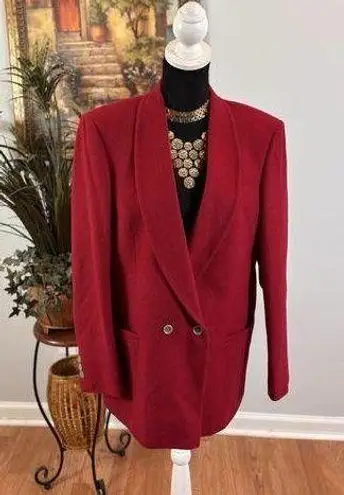 PBM Womens 12 Red Lined Double Breasted Button Collared Long Sleeve 100% Camel