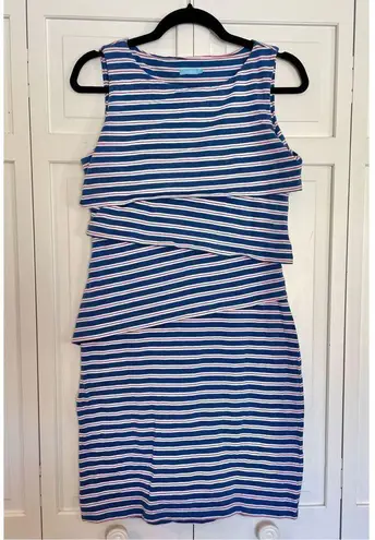 J. McLaughlin red striped ruffle asymmetrical dress small