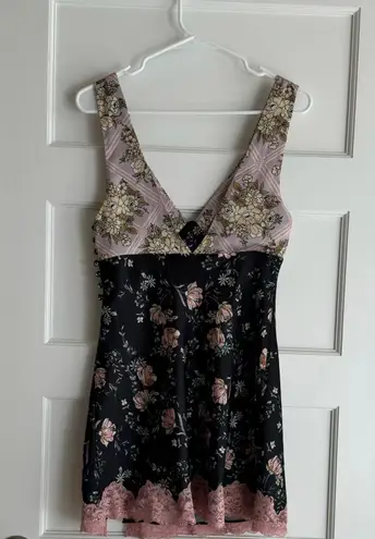 Free People American Rose Slip Dress in Black Combo