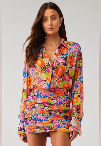 Rococo Sand Plum Shirt size Large button down metallic Retrofete fashion pass Red