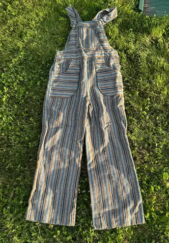 Striped Retro Tweed Overalls Gray Size XS