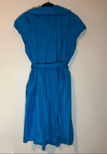 Necessary Objects Dress Blue Ruffle Collar Wrap Dress Sz 2X NWT Belted Office