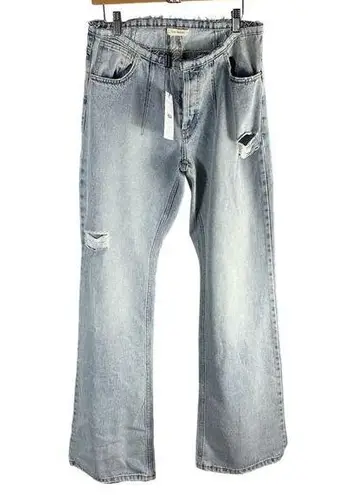 The MANNEI Low Rise Distressed Frayed Wide Leg Jeans
FR 40 Button Fly Blue Size 28