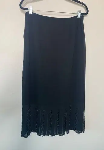 Metaphor Vintage Black Skirt Rhinestoned Hem Split Hem Sz Large Chiffon Wedding NYE