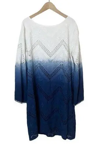 NWT Flowers of Romance Dip Dye Ombre Mini Dress in Blue White Size Medium
