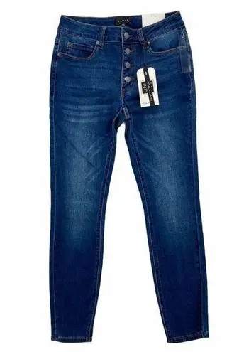 Tahari Mid Rise Button Fly Skinny Leg Crop Jean