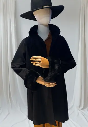 Steve by Searle Vintage Penny Lane Black Wool Cashmere Blend Satin sz P12