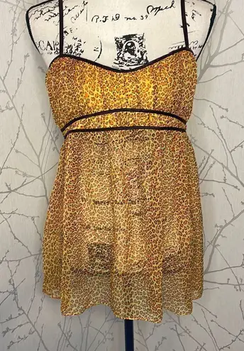 Victoria's Secret  Very Sexy Cheetah Print Sheer‎ Babydoll, Size Large - Image 1