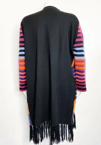 Mara Hoffman Striped Fringe Open Front Cardigan Knit One Size
