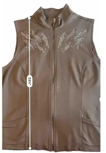 Chico's Weekends by  Studded Embellished Zip Vest‎ With  Pockets Size 1 Medium