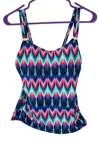 Croft & Borrow Tankini Swim Top Womens Sz 6 Purple Ruched Built In Bra Swimsuit