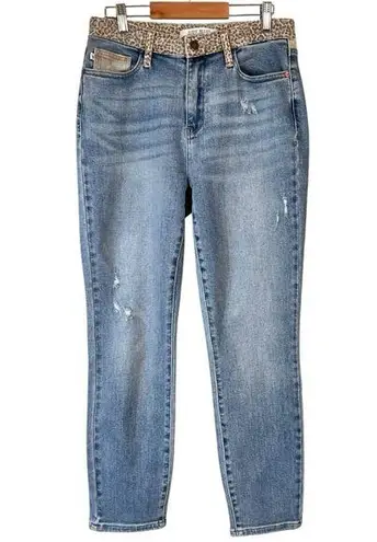 Judy Blue High Waisted Leopard Camo Slim Fit Light Wash Jeans