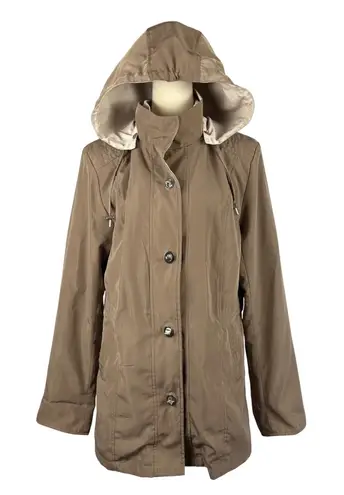 Studio Works Studio Works Womens Hooded Rain Coat Jacket Lightweight Brown Medium - Image 1