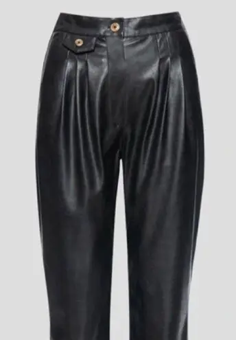 BLANK NYC  Faux Leather Pleated Trousers - Black - Size 27