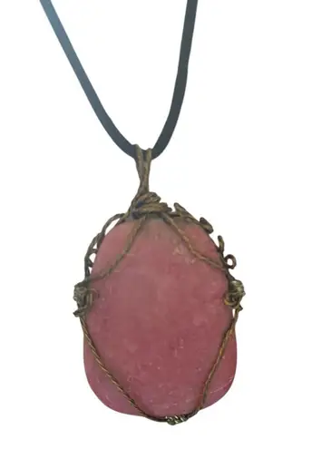Vintage Y2K Pink Stone filigree Pendant Necklace boho witchy whimsigoth jewelry