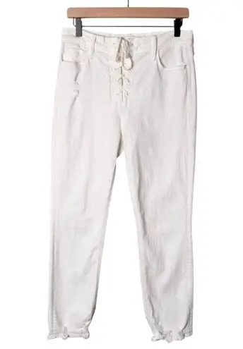 MOTHER Denim MOTHER The Lace Up Dazzler Ankle Chew Jeans Almost Innocent White Size 29