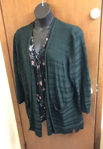 Lane Bryant Green Textured Cardigan