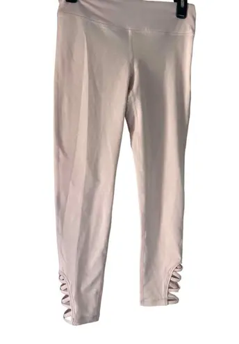 Mono B Women's Size Small Pink Cropped Criss Cross Cut Bottom Leggings