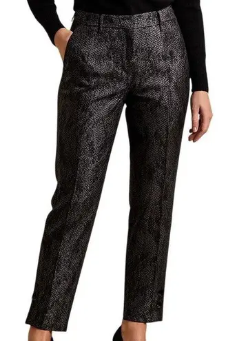 Emporio Armani Main Line Metallic Jacquard Pants S/M Silver Black NWT $495