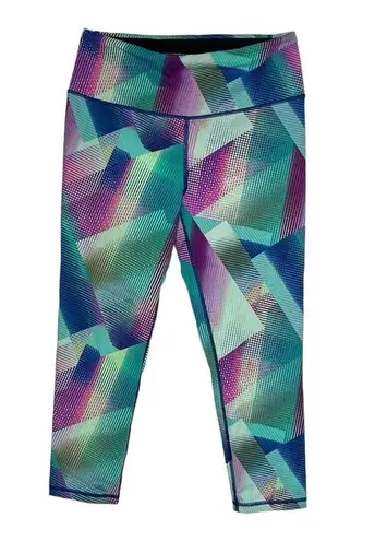 VIctoria's Secret VSX Sport Knockout Capri Blue Pink Multi Geometric Pattern Size M