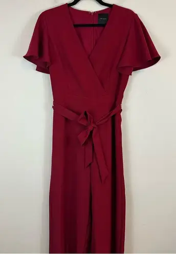 Alex Marie | Red Flutter Sleeve Tie Waist Formal Jumpsuit Size 6
