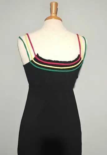 Sevengate Black Maxi Colorful Straps Vacation Beach Dress Size M