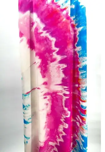 Retrofête Retrofete Silk Marlene Cotton Candy Maxi Slip Dress Tie Dye Print High Slit