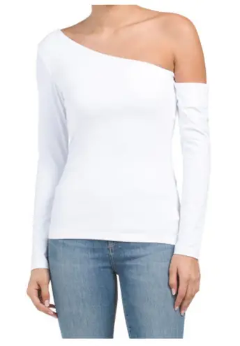 Susana Monaco NWT! Sz XS  Long Sleeve Open Shoulder White Knit Top