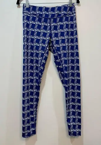 J. McLaughlin Women Libby Leggings Medium Acadia Blue Checkered Stretch Casual