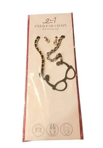 Target NWT 2-in-1 Eyewear and Necklace Chain Gold and Black