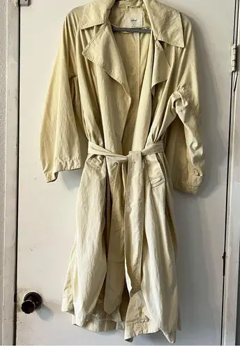 Aritzia  WILFRED Requiem Trench Coat S Cream Long Line Jacket Oversized Tie