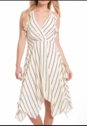 H by Halston Halter Handkerchief Summer dress Chalk/Black stripes size 4