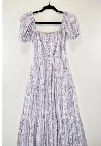 Smith & Quinn Womens Dress Purple Maxi Floral Puff Sleeve Tiered A Line Boho XS