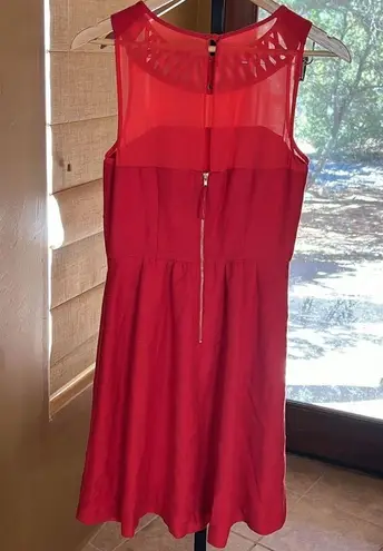 Maeve Anthroplogie Womens Lattice Neck A-line Dress Red Sleeveless Size 6